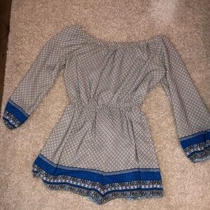 White off the shoulder romper.